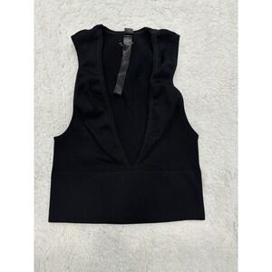 Out From Under Urban Outfitters Black S Ribbed V-Neck Cropped Tank Top Going Out